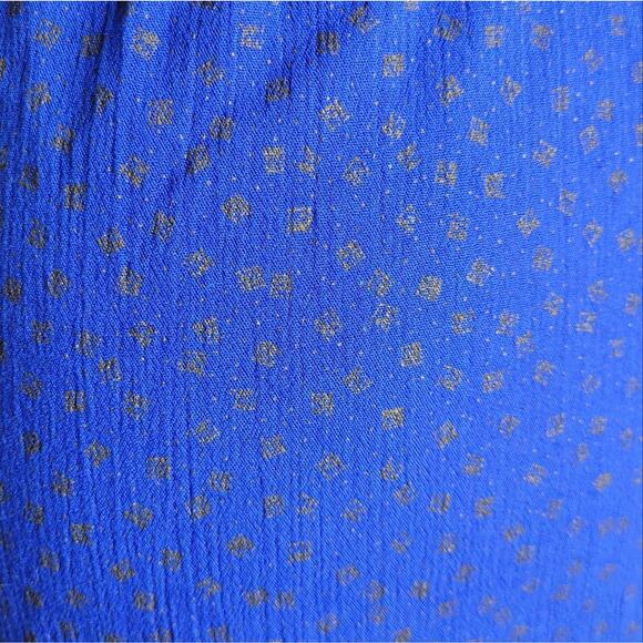 Vintage 80s Peri Petites Blue & Metallic Square Print Dress, size 14 - Picture 5 of 7